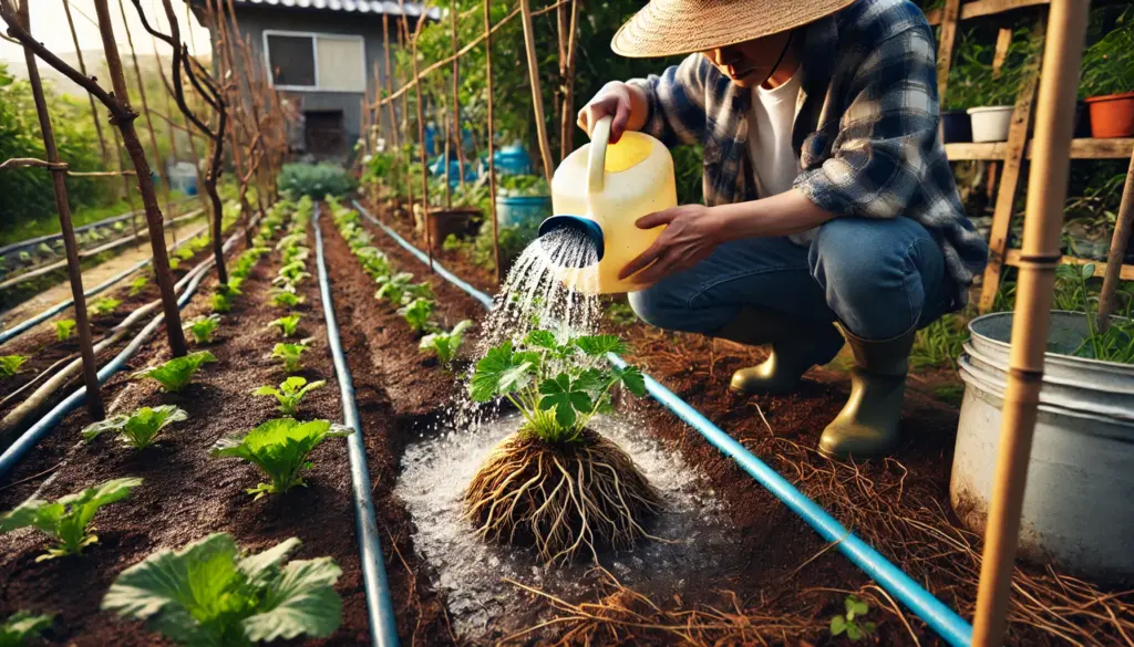 家庭菜園 水攻めでコガネムシ幼虫を駆除する