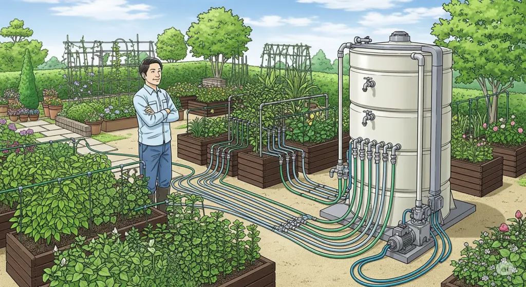長期向け家庭菜園の自動水やり自作アイデア