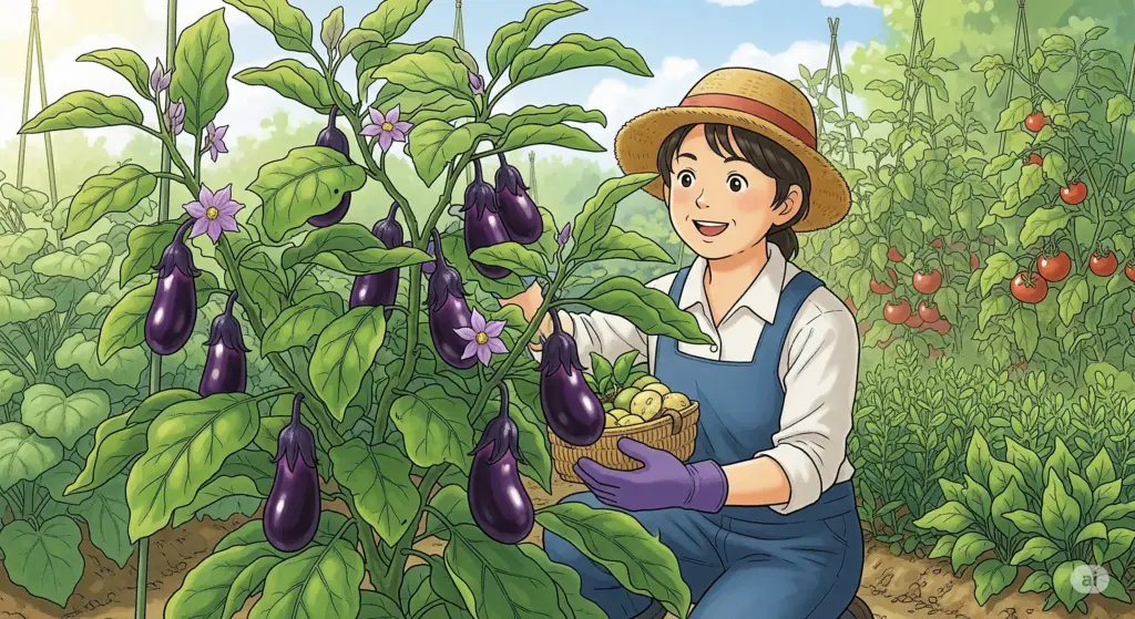 ナスの家庭菜園：収穫のコツ